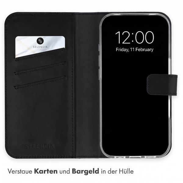 Selencia Echtleder Klapphülle Apple iPhone 18 Pro Max / 17 Pro Max - Schwarz
