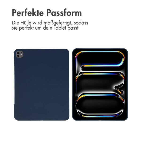 Accezz Liquid Silicone Back Cover mit Stifthalter für das iPad Pro 13 (2024) M4 - Dunkelblau