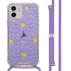 imoshion Design Hülle mit Band Apple iPhone 12 (Pro) - Tropical Violet Flowers Connect