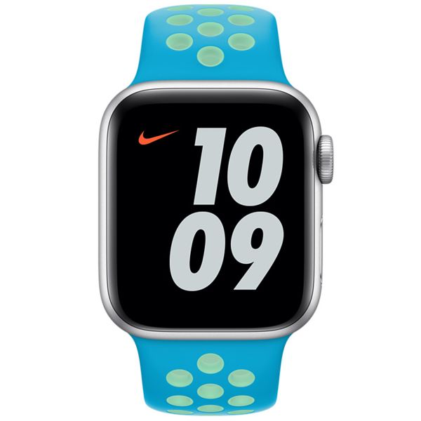 Apple Nike Sport Armband für das  Apple Watch Series 1 t/m 9 / SE (38/40/41 mm) | Series 10 / 11 (42 mm) - Chlorine Blue/Green Glow