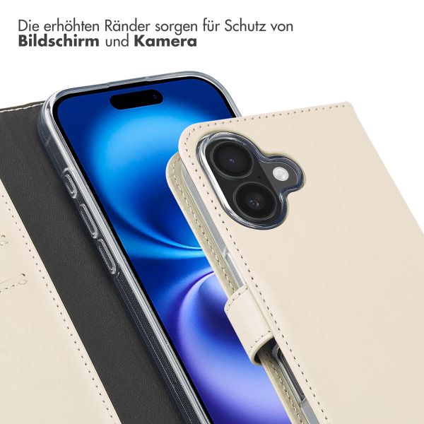 Selencia Echtleder Klapphülle für das iPhone 16 - Greige