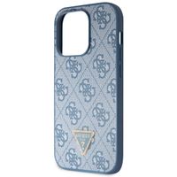 Guess 4G Logo Triangle Strass Back Cover für das iPhone 15 Pro - Blau