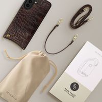 Selencia Nova Croco HandyHülle mit Kordel und Kartenhalter Samsung Galaxy A57 (5G) - Choco Brown