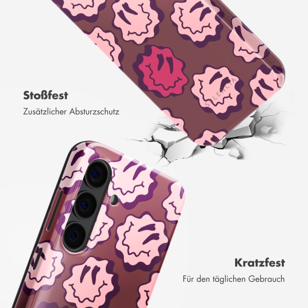 Selencia Vivid Back Cover Samsung Galaxy S24 - Wavy Smiley Pink