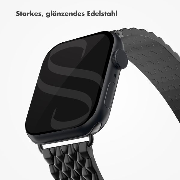 Selencia Drachenarmband aus Stahl für die Apple Watch Series 1 bis 10 / SE / Ultra (2) (44/45/46/49 mm) - Schwarz