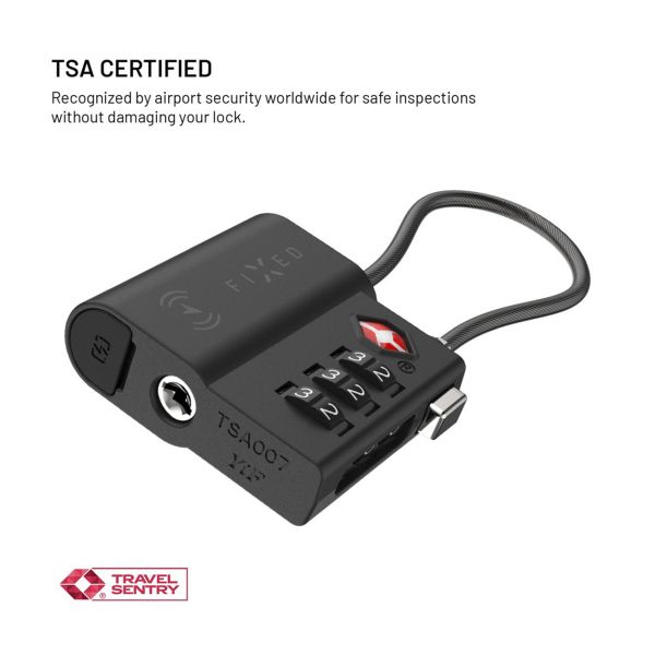 Fixed Tag Lock mit Apple Find My Unterstützung - TSA Reiseschloss für den Koffer - Schwarz