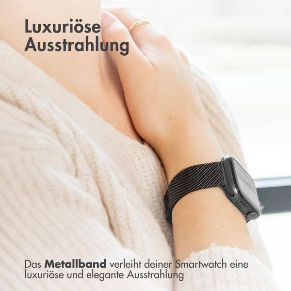 imoshion Mailändische Magnetarmband für die Apple Watch Series 1 bis 10 / SE / Ultra (2) (44/45/46/49 mm) - Größe S - Schwarz