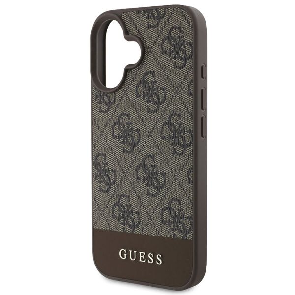 Guess Bottom Stripe 4G Back Cover für das Apple iPhone 16 - Braun