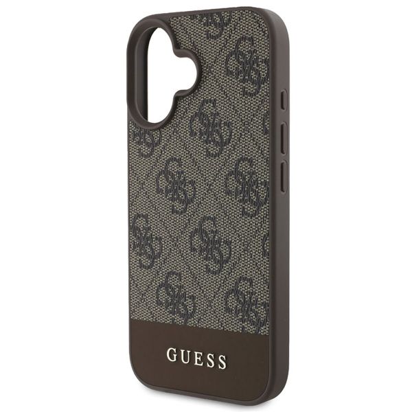 Guess Bottom Stripe 4G Back Cover für das iPhone 16 - Braun