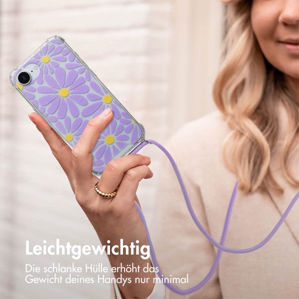 imoshion Design Hülle mit Band Apple iPhone 16e - Tropical Violet Flowers Connect
