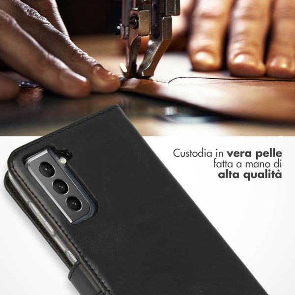 Echtleder Klapphülle Samsung Galaxy S21 - Schwarz