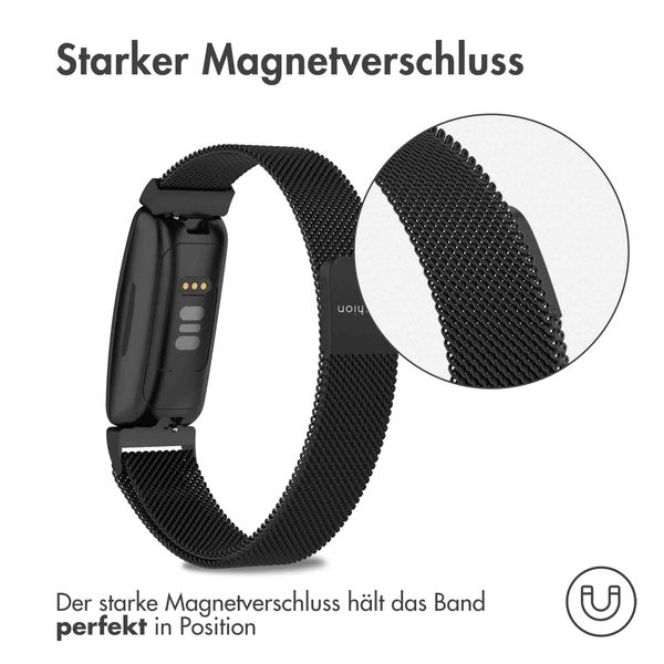 imoshion Mailändische Magnetarmband für das Fitbit Inspire - Größe M - Schwarz