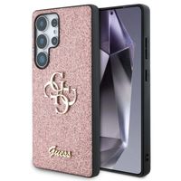 Guess 4G Metal Logo Back Cover mit Glitter für das Samsung Galaxy S25 Ultra - Pink