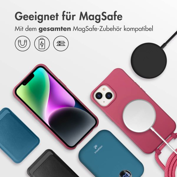 imoshion Color Backcover mit abnehmbarem Handykette und MagSafe Apple iPhone 14 - Raspberry