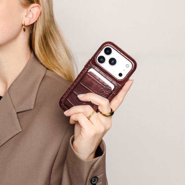 Selencia Croco Kartenhalter mit MagSafe - Burgundy