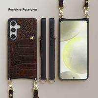 Selencia Nova Croco HandyHülle mit Kordel und Kartenhalter Samsung Galaxy S24 / S25 - Choco Brown