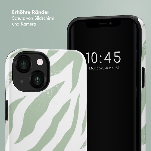 Selencia Vivid Back Cover Apple iPhone 13 - Colorful Zebra Sage Green