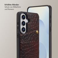 Selencia Nova Croco HandyHülle mit Kordel und Kartenhalter Samsung Galaxy S26 - Choco Brown