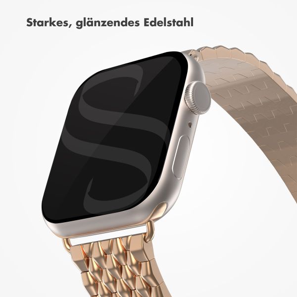 Selencia Drachenarmband aus Stahl für die Apple Watch Series 1 bis 9 / SE (38/40/41 mm) | Series 10 (42 mm) - Roségold