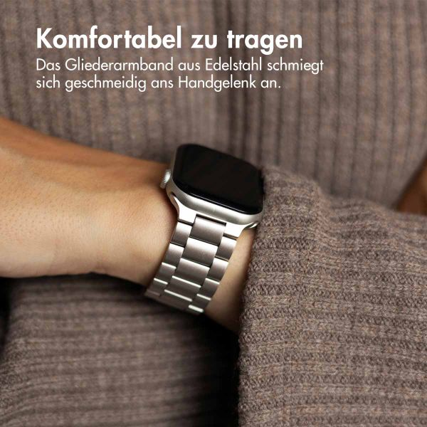 imoshion Edelstahlarmband für das Apple Watch Series 1 bis 10 / SE / Ultra (2) (44/45/46/49 mm) - Starlight