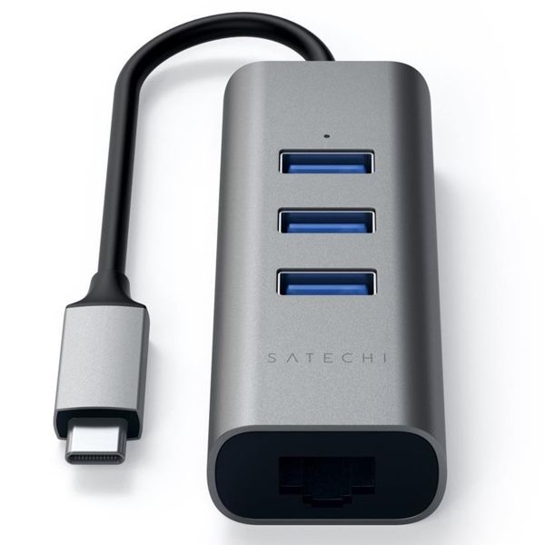 Satechi Aluminium-USB-Hub | USB-C auf 3x USB-A und Ethernet - Space Grau