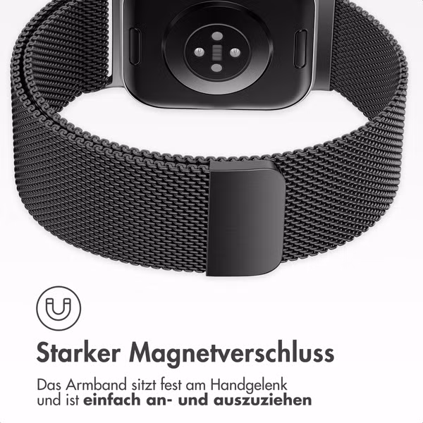 imoshion Magnetisches Milanaise Armband für Xiaomi Smart Band 9 / 8 Pro / Redmi Watch 6 / 5 / 4 - Schwarz