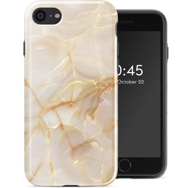 Selencia Vivid Tough Back Cover für das iPhone SE (2022 / 2020) / 8 / 7 - Golden Beige Marble