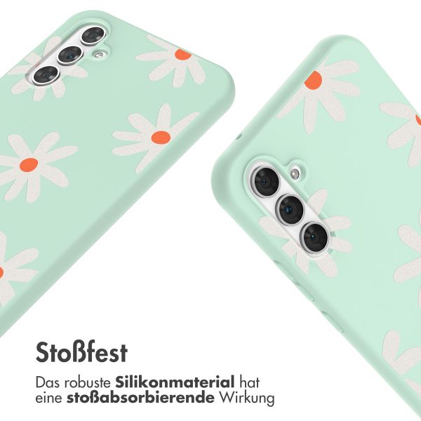 imoshion Silikonhülle design mit Band für das Samsung Galaxy A54 (5G) - Green Flower Distance