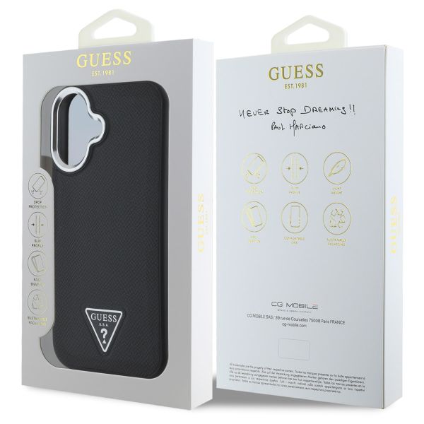 Guess Grained Triangle Case MagSafe für das iPhone 16 - Black