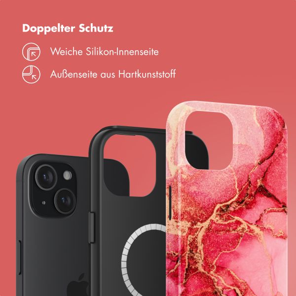 Selencia Vivid Tough Back Cover mit MagSafe für das iPhone 15 - Rosy Marble