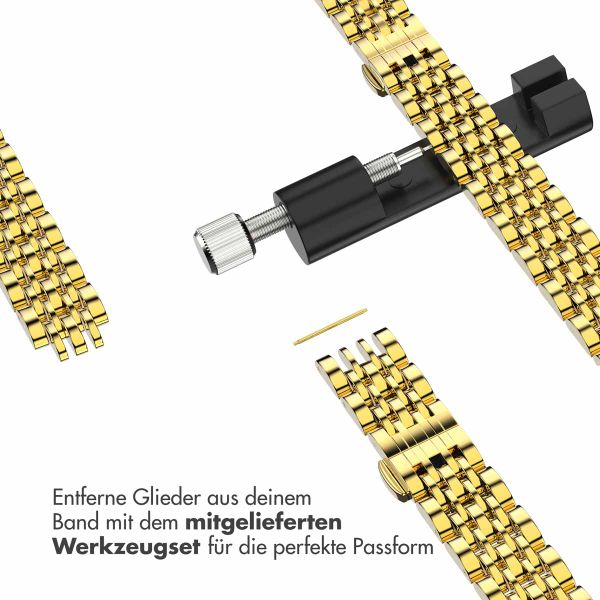 Selencia Jubilee inspiriertes schmales Edelstahlarmband für Apple Watch Series 1 t/m 9 / SE (38/40/41 mm) | Series 10 / 11 (42 mm) - Gold