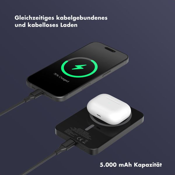 Selencia Vivid Powerbank 5.000 mAh - MagSafe und Qi2 - Black / Swirl Black