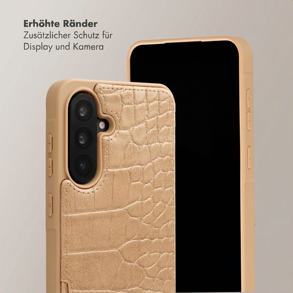 Selencia Nova Croco HandyHülle mit Kordel und Kartenhalter Samsung Galaxy A36 / A56 - Toasted Almond
