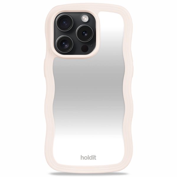 Holdit Wavy Case für das iPhone 14 Pro - Light Beige / Mirror