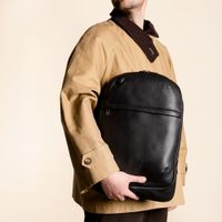 Accezz Leather Laptop Rucksack 16 Zoll - Schwarz