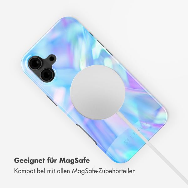 Selencia Vivid Tough Back Cover mit MagSafe für das iPhone 16 - Holographic Blue Dream