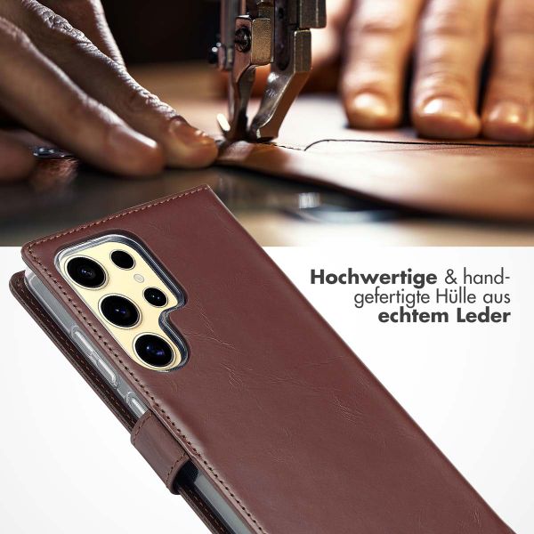 Selencia Echtleder Klapphülle Samsung Galaxy S25 Ultra - Dunkelbraun