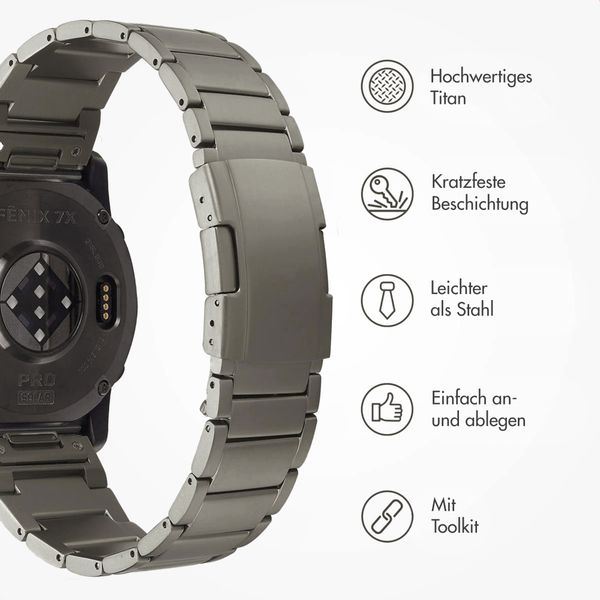 Accezz Mattes Titanstahlarmband -   Garmin 26 mm Anschluss - Titanium