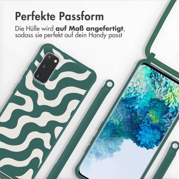 imoshion Silikonhülle design mit Band für das Samsung Galaxy S20 - Petrol Green Groovy