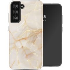 Selencia Vivid Back Cover Samsung Galaxy S21 FE - Golden Beige Marble