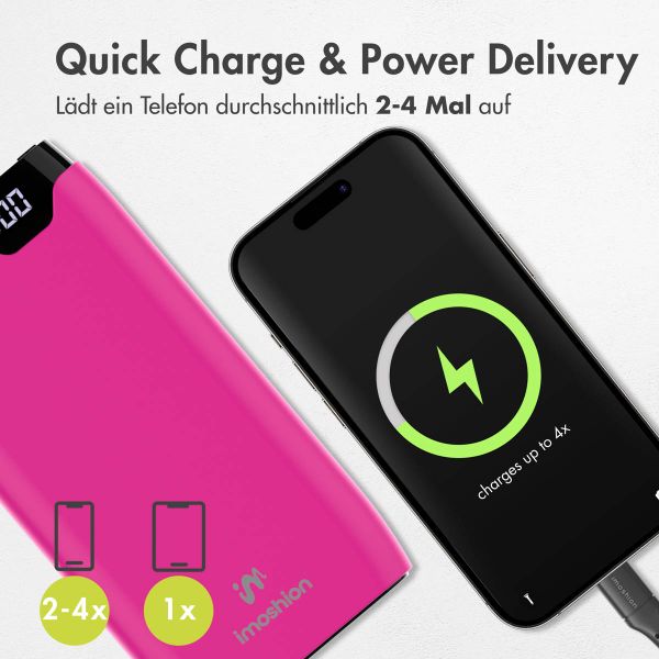 imoshion Powerbank - 20.000 mAh - Schnelles Aufladen und Power Delivery - Hot Pink