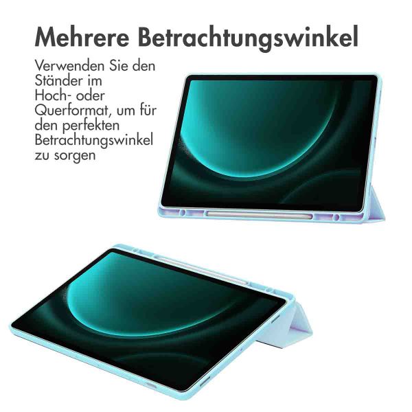 imoshion Trifold Hardcase Klapphülle für das Samsung Tab S10 Plus / Tab S9 FE Plus / Tab S9 Plus 12.4 Zoll - Hellblau