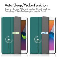 imoshion Design Trifold Klaphülle Apple iPad 9 (2021) 10.2 Zoll / iPad 8 (2020) 10.2 Zoll / iPad 7 (2019) 10.2 Zoll - Petrol Green Dandelion