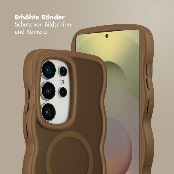 Selencia Wavy Backcover mit MagSafe Samsung Galaxy S25 Ultra - Mocha Brown