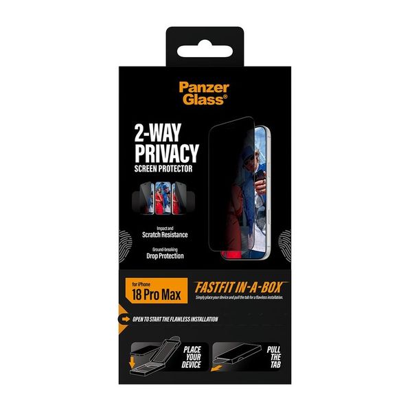 PanzerGlass Ultra Wide Fit FastFit in-a-box Privacy Screen Protector Apple iPhone 18 Pro Max