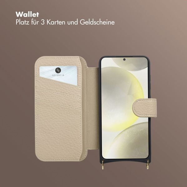 Selencia Riva Bookcase mit MagSafe und Handgelenkband Samsung Galaxy S24 / S25 - Beige
