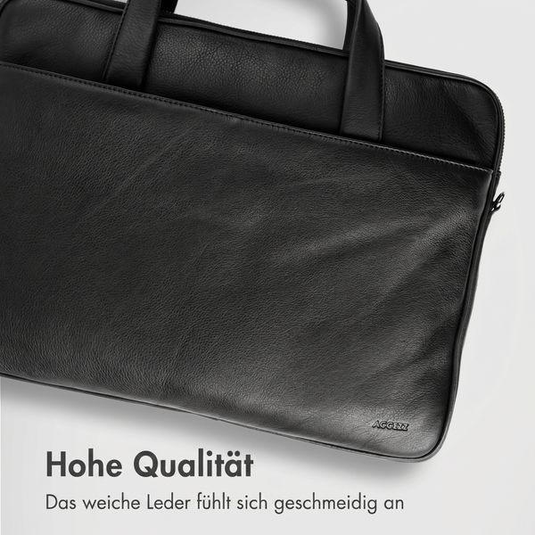 Accezz Leather Laptoptasche 16 Zoll - Schwarz
