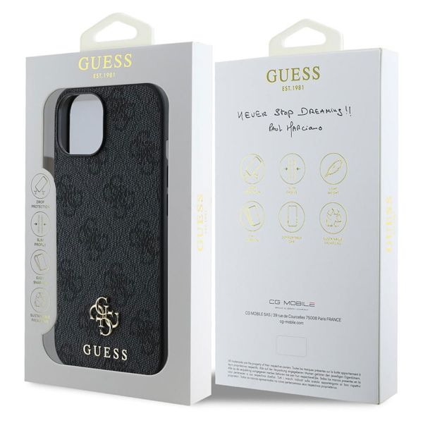 Guess 4G Metal Logo Back Cover MagSafe für das iPhone 15 - Schwarz