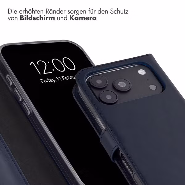 Selencia Echtleder Klapphülle Apple iPhone 18 Pro / 17 Pro - Blau