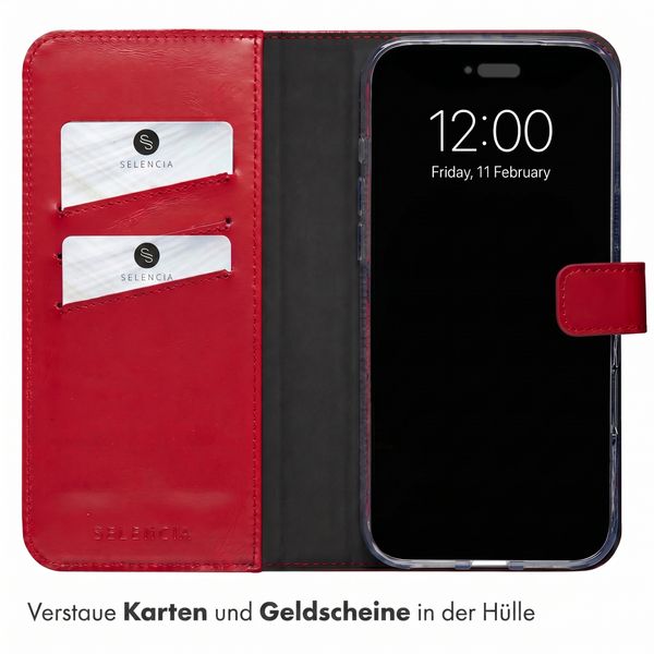Selencia Echtleder Klapphülle Apple iPhone 18 Pro / 17 Pro - Rot